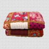 Hand Block Print & Patchwork Double bed Quilt 