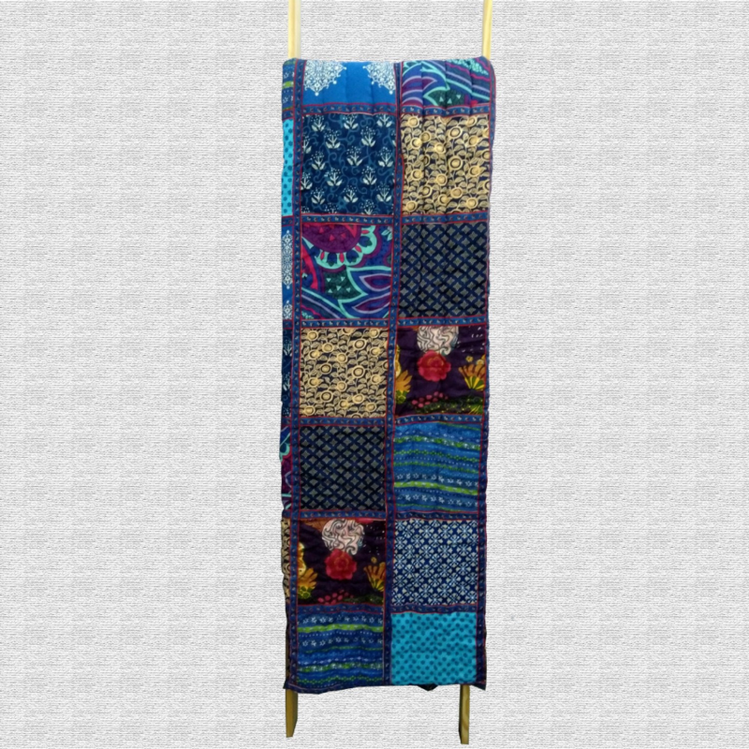 Hand Block Print & Patchwork Double bed Quilt 