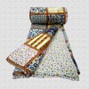 Hand Block Print & Patchwork Double bed Quilt 