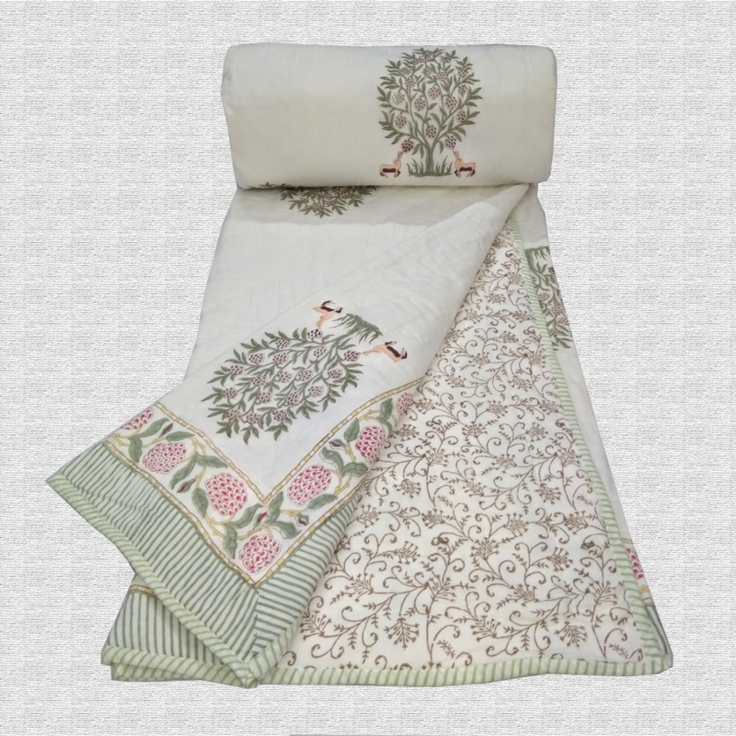 Hand Block Print Double Bed Quilt 