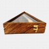 Multiutility Sheesham Triangle Shape Wooden Masala Box with 4 wooden containers  